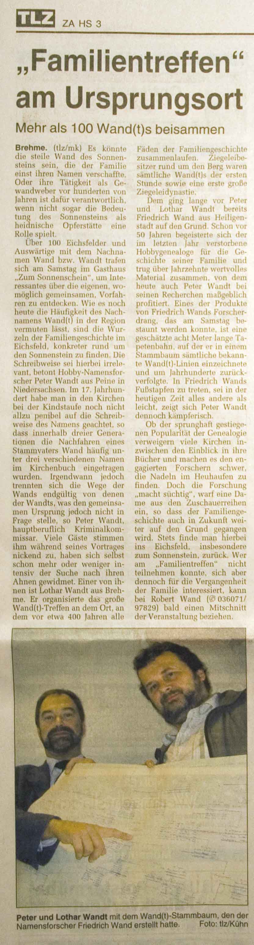 TLZ Eichsfelder Tageblatt vom 09.10.2007